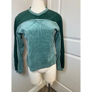 JALATE Velour Track Jacket Green Color Block Stripe Long Sleeve‎ Womens L